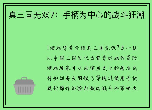 真三国无双7：手柄为中心的战斗狂潮